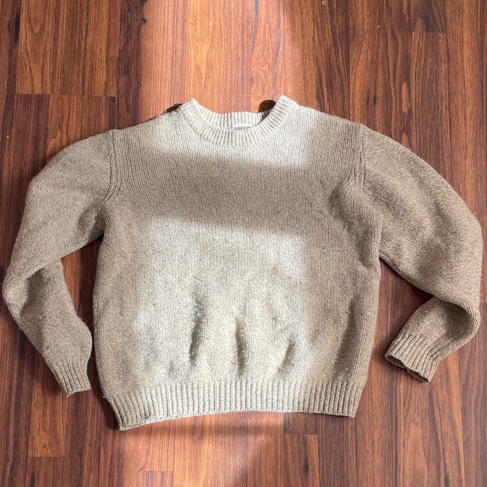 LL Bean Lambs Wool Tan Sweater